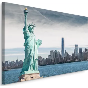 Plátno Socha Svobody Na Pozadí Mrakodrapů V New Yorku Varianta: 30x20