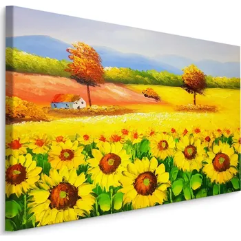 Obraz Plátno Barevná Krajina Se Slunečnicemi Varianta: 30x20