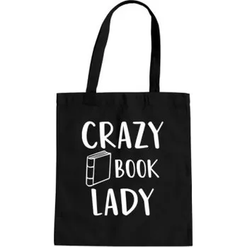 Žertovný předmět Crazy book lady - taška s potiskem- Tričkový.cz