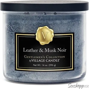 vonný vosk Vonná svíčka Village Candle Leather & Musk Noir – kůže a černý mošus, 396 g