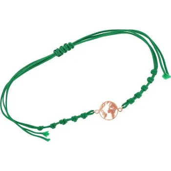 Náramek Stříbrný provázkový náramek s mapou světa Globe