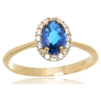 Prsten Dámský prsten ze žlutého zlata se zirkony PR0526F + DÁREK ZDARMA