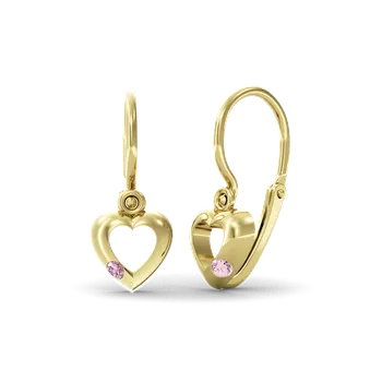 Náušnice SOLUNA Elegantní zlaté dětské náušnice s růžovými zirkony EDITA žluté zlato