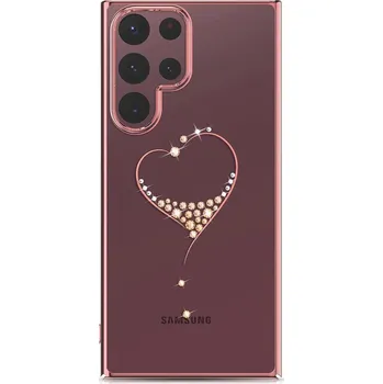 Pouzdro na mobilní telefon Kingxbar Wish Series Swarovski Crystals pro Samsung Galaxy S22 Ultra Rose Gold