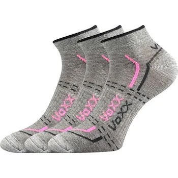 VOXX Ponožky krátké slabé REX 11 bavlněné SVĚTLE ŠEDÉ MELÉ s růžovou (3 páry) 39-42 114572