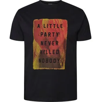 Pánské tričko Pánské tričko NORTH 56°4 černé potisk A LITTLE PARTY 4XL - 8XL krátký rukáv NORTH 56°4 - 4XL