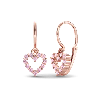 Náušnice SOLUNA Zářivé zlaté dětské náušnice s růžovými zirkony MARIE růžové zlato