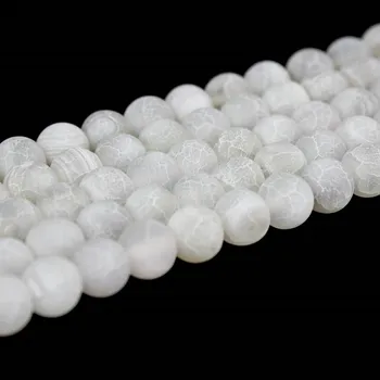 Drahý kámen Přírodní ledový achát - bílý - ∅ 6 mm - 1 ks