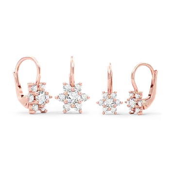 Náušnice SOLUNA Zlaté náušnice máma a dcera STAR se zirkony růžové zlato