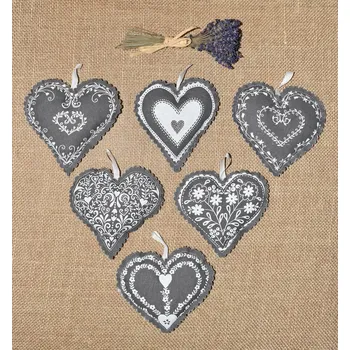 Vánoční dekorace Vánoční levandulová srdíčka - šedá
