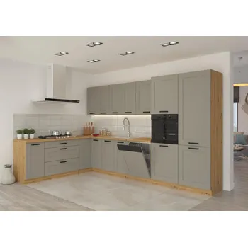 Kuchyňská linka Kuchyňská linka LUNA artisan/claygrey MDF, Rohová sestava A, 210x350 cm