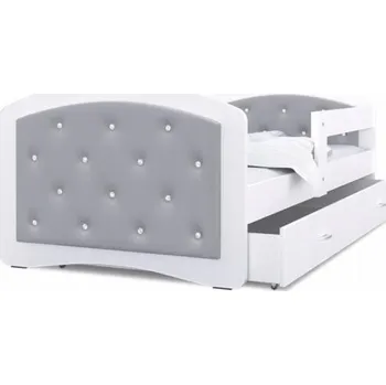 Dětská postel MEGI 160 x 80 cm BÍLÁ - ŠEDÁ