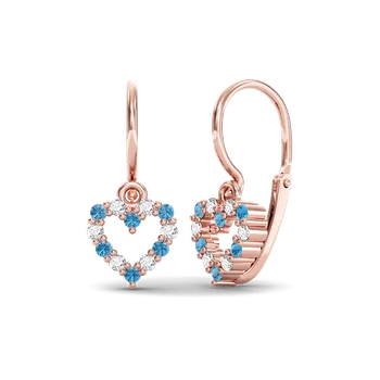 Náušnice SOLUNA Zářivé zlaté dětské náušnice se středně modrými a čirými zirkony MARIE růžové zlato