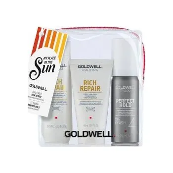 Kosmetická sada Goldwell Dualsenses Rich Repair Travel Set - Šampon 100 ml + maska 50 ml + lak na vlasy big finish 100 ml Dárková sada
