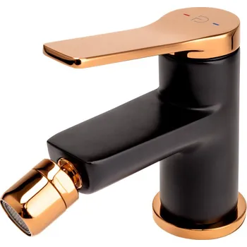 Vodovodní baterie F-Design Seppia, bidetová baterie, černá matná-růžové zlato, FD1-SPA-6-25