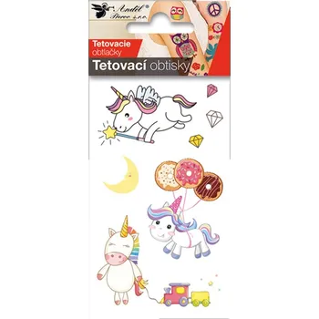samolepka Tetovací obtisky 10,5 x 6 cm - jednorožc 16025