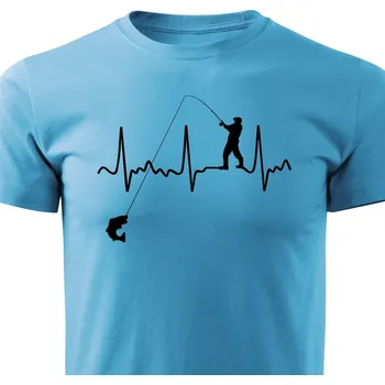 Pánská móda Pánské tričko Heartbeat Barva: Tyrkysová, Velikost: XXXL