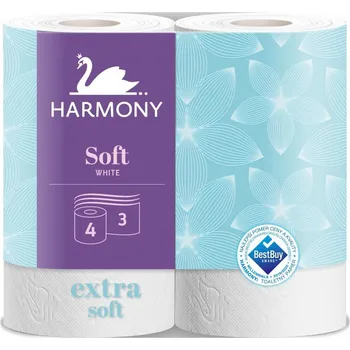 Toaletní papír SHP Harmanec Toaletní papír Harmony Soft 4, 3 vrstvý, 17,5 metrů, cena za balení 4 ks 55180