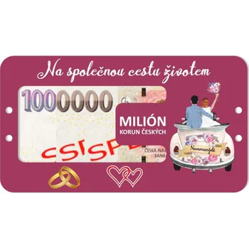 Svatební dekorace Dárková karta - milión - svatební, růžová