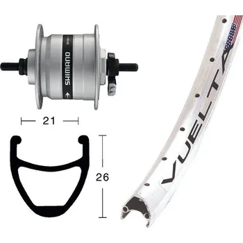 Zapletené kolo OEM přední zapletené kolo 28' Vuelta Airline 1 36d/Shimano DH 3N31 pevná osa (stříbrná)
