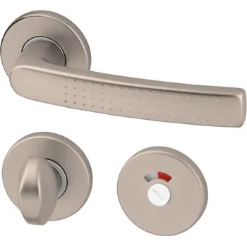 Dveřní kování AC-T SERVIS Dveřní klika ROSA efekt nerez - kulatá rozeta Provedení kliky: vč. rozety WC, Mechanizmus rozety: Plastová konstrukce