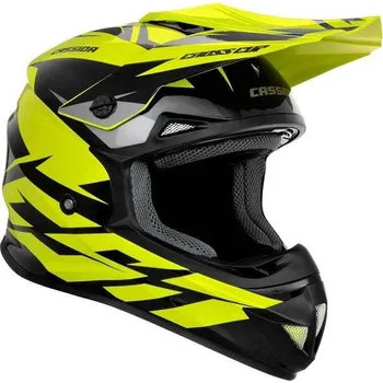 Helma na motorku Cassida Cross Cup TWO žlutá fluo černá šedá krosová helma, přilba na motorku M
