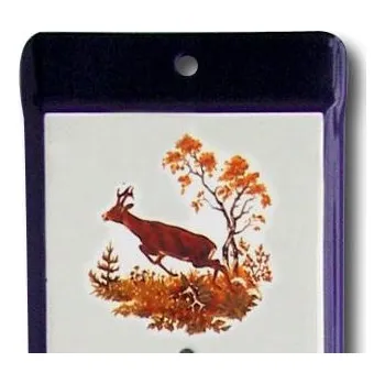 Domácí teploměr Venkovní teploměr smaltovaný, Modrobílý 500 x 95 mm, Motiv Srnec