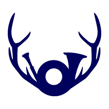 Samolepící dekorace SAMOLEPKA Myslivost 001 pravá parohy a lesní roh (23 - tmavě modrá) NA AUTO, NÁLEPKA, FÓLIE, POLEP, TUNING, VLASTNÍ TEXT, TISK, AUTOSAMOLEPKY.cz, POLEPY, OBRÁZEK, LOGO, SAMOLEPKY