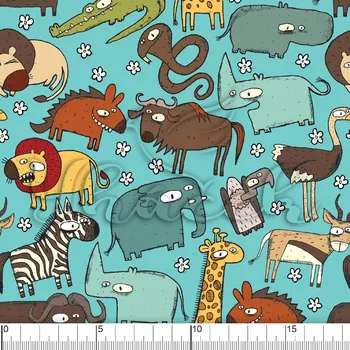 Zakázkový tisk, softshell, kočárkovina... Wild Africa a kytky tyrkys Látky k tisku: Microfirba