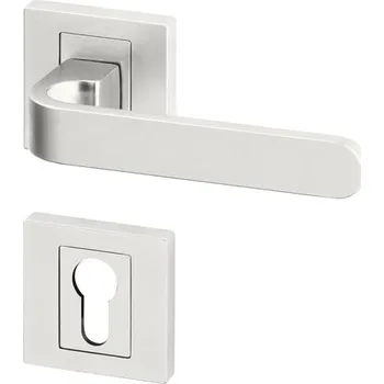 Dveřní kování AC-T SERVIS Dveřní klika FOLOS matný nikl - hranatá rozeta Provedení kliky: vč. rozety BB - obyčejný klíč, Mechanizmus rozety: Kovová konstrukce