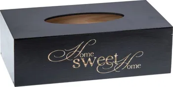 Zásobník na papírové ručníky a ubrousky FK dřevěné lišty Home Sweet Home dřevěná krabička na kapesníky černá