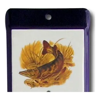 Domácí teploměr Venkovní teploměr smaltovaný, Modrobílý 500 x 95 mm, Motiv Štika