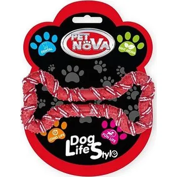 Hračka pro psa Pet Nova - Kost omotaná lanem červená