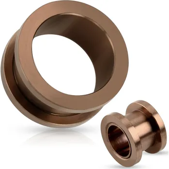 Piercing Šperky4U Šroubovací ocelový tunel do ucha hnědý - TN01074-18