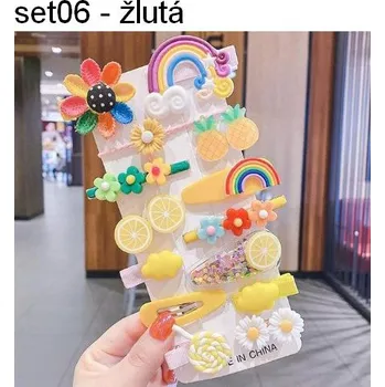 Set roztomilých vlasových ozdob pro děvčátka Set: set06 - žlutá, 14 ks