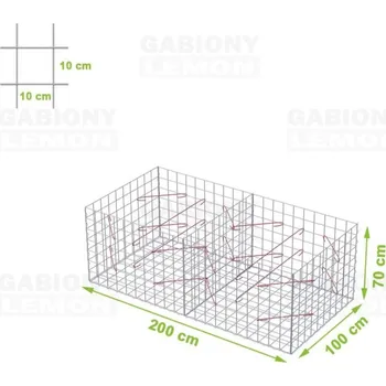 Plot Gabionový koš 200 x 100 x 70 cm oko 10 x 10 cm, bez vrchní sítě