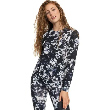tričko Roxy Daybreak Top LS - KVJ1/True Black Black Flowers XL