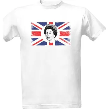 Pánská móda Tričko s potiskem Královna Alžběta II. s vlajkou pánské