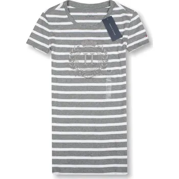 Dámské tričko Tommy Hilfiger dámské tričko graphics pruhované šedá/bílá