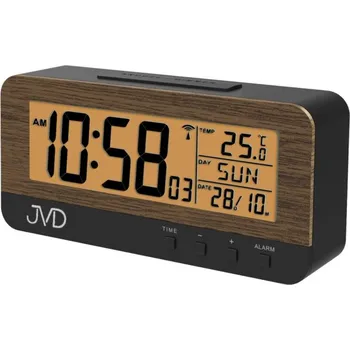 Budík Rádiem řízený budík JVD RB91.2 s teploměrem a podsvícením (imitace dřeva)