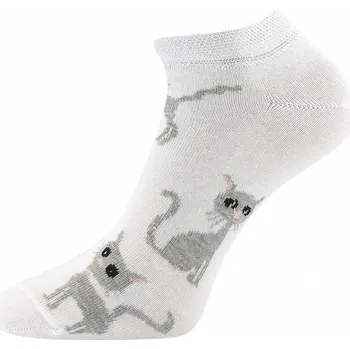 Dámské ponožky Ponožky krátké Piki bílé, Kočky IV (Ponožky s kočkou, kočka)