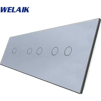 vypínač WELAIK trojnásobný skleněný panel 1+2+2 - šedý