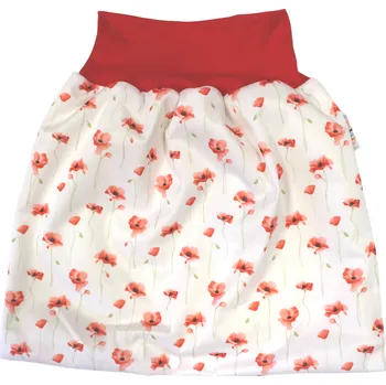 Plenkové kalhoty Breberky BIO Noční sukýnka - Mák ohníček VELIKOST: M