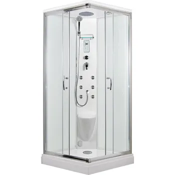 Sprchový box ARTTEC SMARAGD 90 x 90 cm - Parní masážní sprchový box model 9 čiré sklo 5 let záruka + stěrka na sklo zdarma