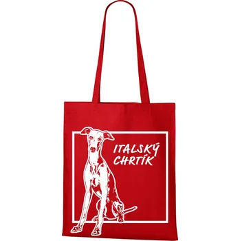 Plátěná taška Italský chrtík, Barva Červená, Velikost 40×45 cm, Canvas Nákupní taška Bezvatriko.cz 1162