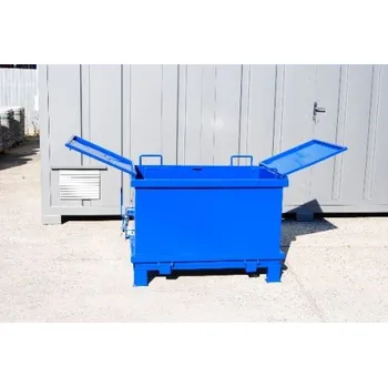 Odpadkový koš Kontejner s výklopným dnem, 2000 litrů, červená, plné stěny, víko