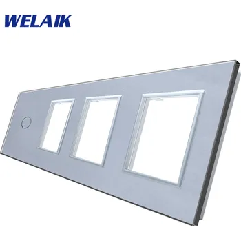 vypínač WELAIK čtyřnásobný skleněný panel 1+zás + zás +zás - šedý