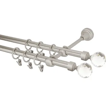 Garnýž Garnýž kovová 190 cm dvouřadá - dvojitá 16 Koule crystal double chrom mat