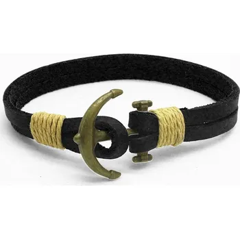 Náramek Amparo Miranda® Kožený náramek s kotvou KN385 černý