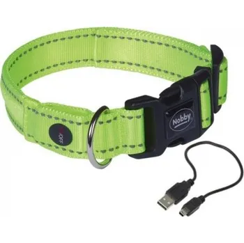 Obojek pro psa Nobby Nobby Flash Mesh LED svíticí obojek žlutý S-M